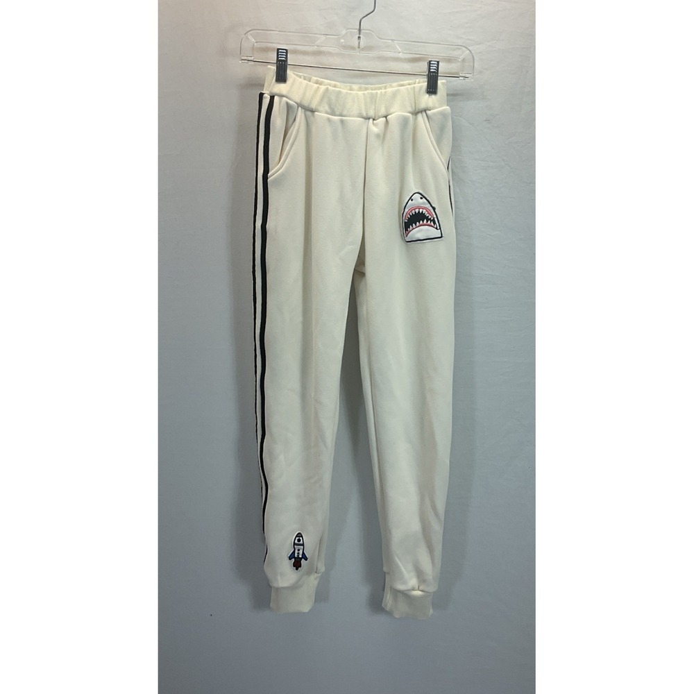 Lola And The Boys Sz 14 Ivory Striped Jaws Rocket Jogger Pants Fleece Casual